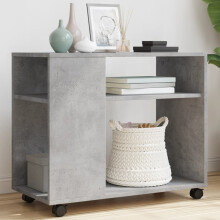Berkfield Side Table with Wheels Concrete Grey 70x35x60 cm Engineered Wood