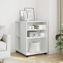 Berkfield Side Table with Wheels White 55x60x78 cm Engineered Wood