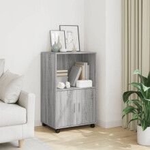 Berkfield Rolling†Cabinet Grey sonoma 55x40x91 cm Engineered Wood