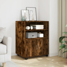 Berkfield Rolling Cabinet Smoked Oak 60x48x81 cm Engineered Wood