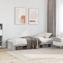 Berkfield Bed Frame without Mattress Grey Sonoma 75x190 cm Small Single Engineered Wood