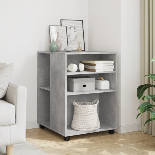 Berkfield Side Table with Wheels Concrete Grey 55x60x78 cm Engineered Wood
