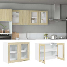 Berkfield Hanging Glass Cabinet Lyon Sonoma Oak 80x31x60 cm Engineered Wood