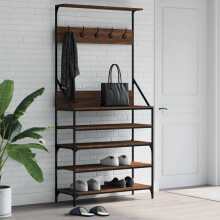 Berkfield Clothes Rack with Shoe Storage Brown Oak 90x34x184 cm