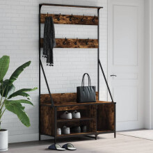 Berkfield Clothes Rack with Shoe Storage Smoked Oak 100x41x184 cm