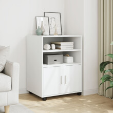 Berkfield Rolling Cabinet White 60x48x81 cm Engineered Wood
