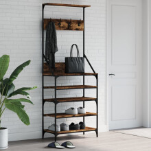 Berkfield Clothes Rack with Shoe Storage Smoked Oak 70x34x184 cm