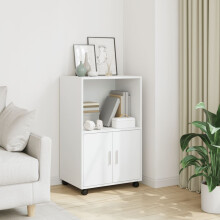 Berkfield Rolling†Cabinet White 55x40x91 cm Engineered Wood