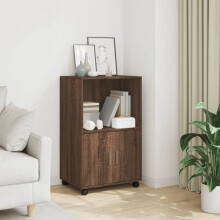 Berkfield Rolling†Cabinet Brown Oak 55x40x91 cm Engineered Wood