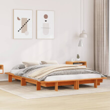 Berkfield Bed Frame without Mattress Wax Brown 135x190 cm Double Solid Wood Pine