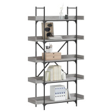 Berkfield Bookcase 5-Tier Grey Sonoma 100x33x180.5 cm Engineered Wood