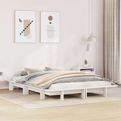 Berkfield Bed Frame without Mattress White 135x190 cm Double Solid Wood Pine