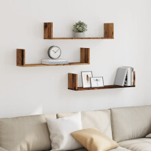Berkfield Wall Shelves 3 pcs Old Wood 80x18x18 cm Engineered Wood