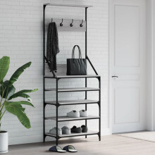 Berkfield Clothes Rack with Shoe Storage Grey Sonoma 70x34x184 cm
