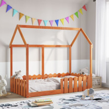 Berkfield Kids' House Bed Frame without Mattress Wax Brown 80x160 cm