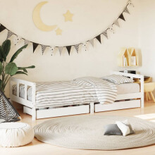 Berkfield Kids Bed Frame with Drawers White 90x200 cm Solid Wood Pine