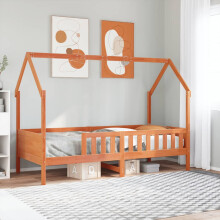 Berkfield Kids' House Bed Frame without Mattress Wax Brown 90x190 cm Single Pine
