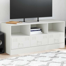 Berkfield TV Cabinet White 99x39x44 cm Steel