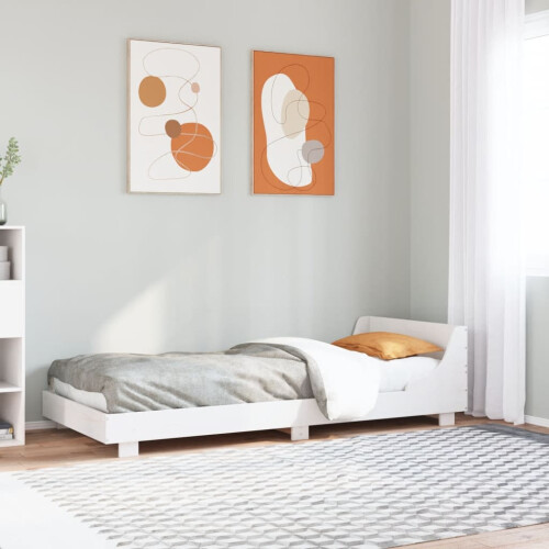 Berkfield Bed Frame without Mattress White 75x190 cm Small Single Solid Wood Pine