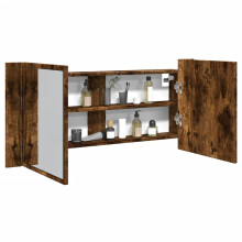 Berkfield LED Bathroom Mirror Cabinet Smoked Oak 100x12x45 cm