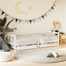 Berkfield Kids Bed Frame with Drawers White 90x190 cm Solid Wood Pine