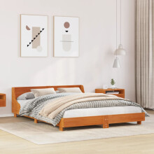 Berkfield Bed Frame without Mattress Wax Brown 140x200 cm Solid Wood Pine
