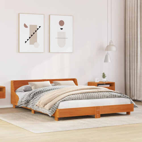 Berkfield Bed Frame without Mattress Wax Brown 140x200 cm Solid Wood Pine
