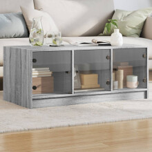 Berkfield Coffee Table with Glass Doors Grey Sonoma 102x50x42 cm