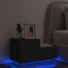 Berkfield Bedside Cabinet with LED Lights Black 70x36x40.5 cm