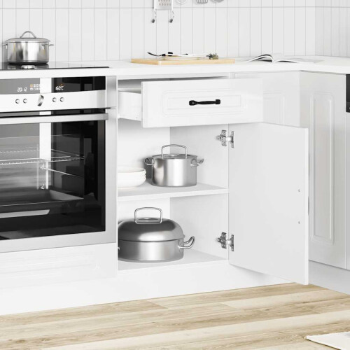 Berkfield Kitchen Base Cabinet Kalmar High Gloss White Engineered Wood