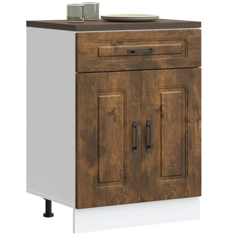 Berkfield Kitchen Base Cabinet Kalmar Smoked Oak Engineered Wood