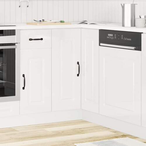 Berkfield Kitchen Corner Base Cabinet Kalmar High Gloss White Engineered Wood