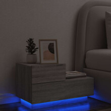 Berkfield Bedside Cabinet with LED Lights Grey Sonoma 70x36x40.5 cm