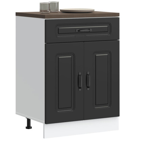 Berkfield Kitchen Base Cabinet Kalmar Black Engineered Wood