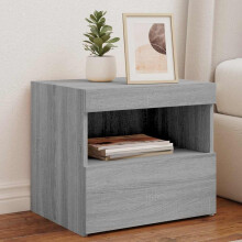 Berkfield Bedside Cabinet with LED Lights Grey Sonoma 50x40x45 cm