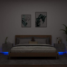 Berkfield Wall-mounted Bedside Cabinets with LED Lights 2 pcs Concrete Grey