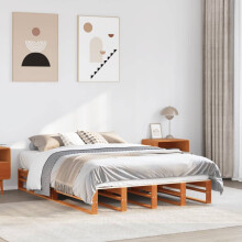 Berkfield Bed Frame without Mattress Wax Brown 120x190 cm Small Double Solid Wood Pine
