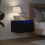 Berkfield Wall-mounted Bedside Cabinet with LED Lights Black 1