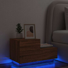 Berkfield Bedside Cabinet with LED Lights Brown Oak 70x36x40.5 cm