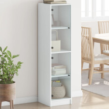 Berkfield Highboard with Glass Doors White 35x37x142 cm