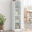 Berkfield Highboard with Glass Doors White 35x37x142 cm 1