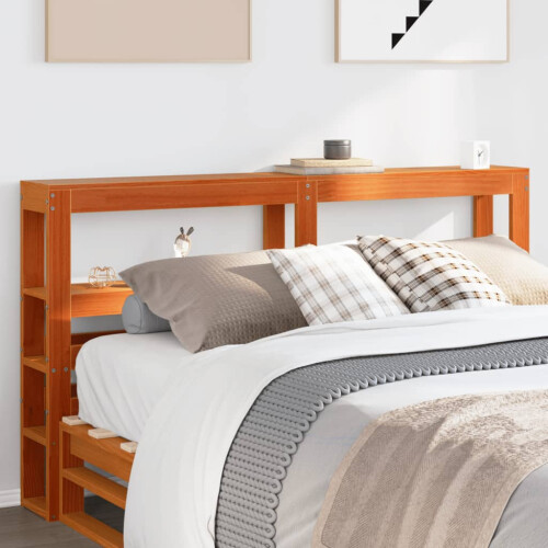 Berkfield Headboard with Shelves Wax Brown 160 cm Solid Wood Pine