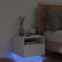 Berkfield Bedside Cabinet with LED Lights White 40x39x37 cm