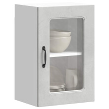Berkfield Kitchen Wall Cabinet with Glass Door Kalmar Concrete Grey Engineered Wood