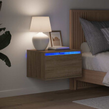 Berkfield Wall-mounted Bedside Cabinets with LED Lights 2 pcs Sonoma Oak
