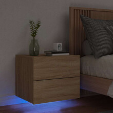 Berkfield Wall-mounted Bedside Cabinet with LED Lights Sonoma Oak