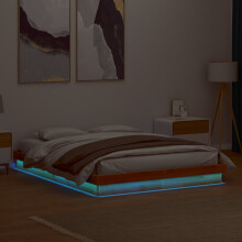 Berkfield LED Bed Frame without Mattress Wax Brown 160x200 cm Solid Wood