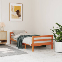 Berkfield Bed Frame without Mattress Wax Brown 75x190 cm Small Single Solid Wood Pine