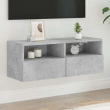 Berkfield TV Wall Cabinet Concrete Grey 80x30x30 cm Engineered Wood