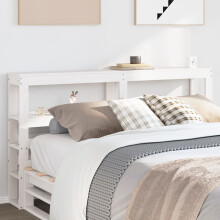 Berkfield Headboard with Shelves White 150 cm Solid Wood Pine